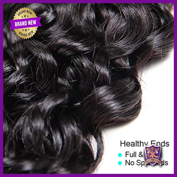 8 Inch Water Wave Human Hair Bundles with Lace Closure Extensions main image 6